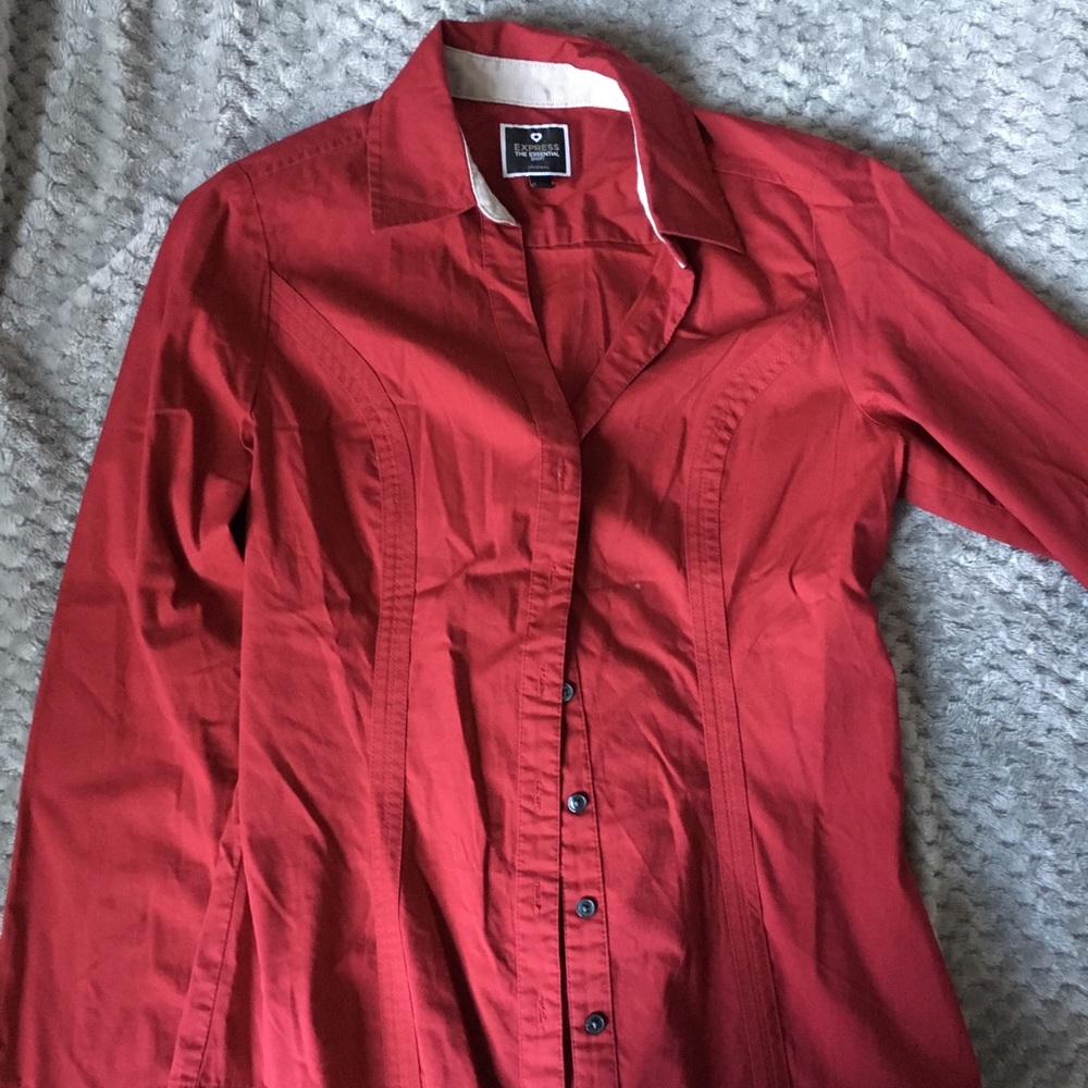 Small Express Red Button-Up dress shirt